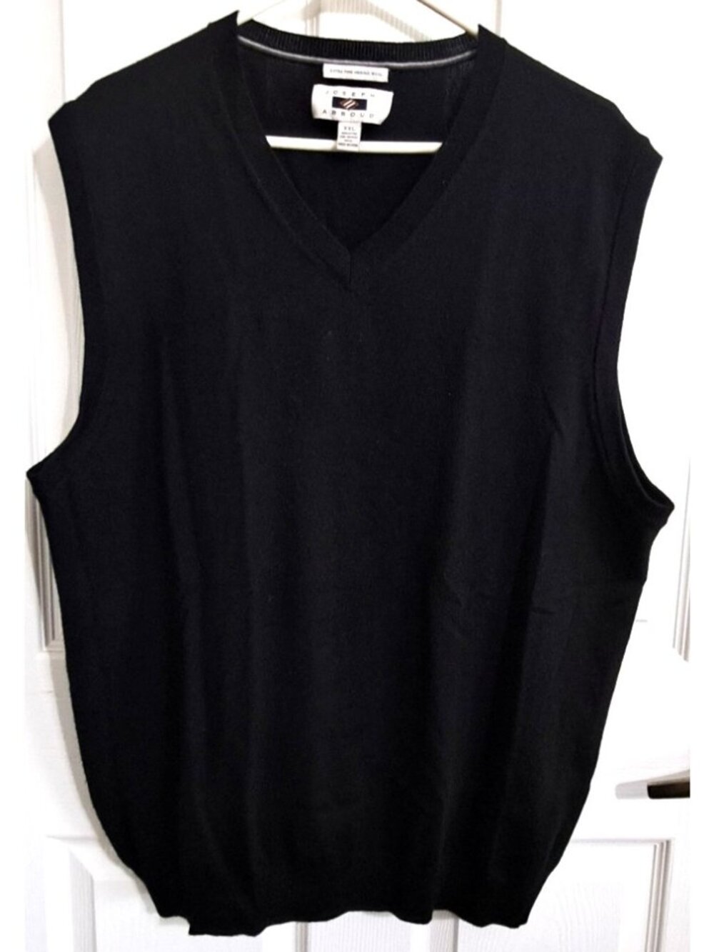 Joseph Abboud XXL Black Merino Wool Sleeveless V-Neck Pullover Vest Academia